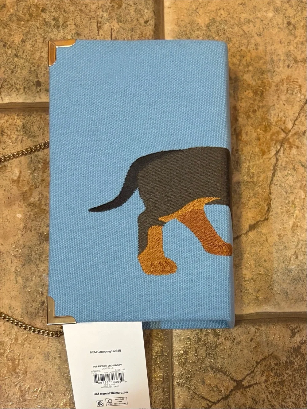 NWT Free Assembly Pup Fiction Dachshund Mini Crossbody Clutch Handbag